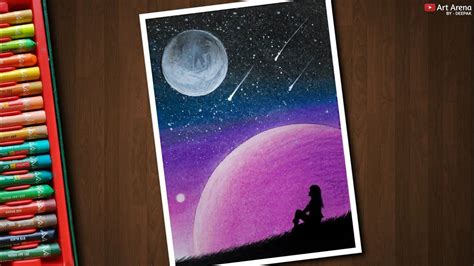 Drawing For Beginners With Oil Pastels And Acrylic Galaxy Night