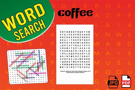 Coffee Word Search Puzzles Graphic By Coloringtime · Creative Fabrica