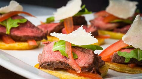 Add 1 1/2 cups chicken broth; Beef Tenderloin Potato Canapés | Online Culinary School for Professionals