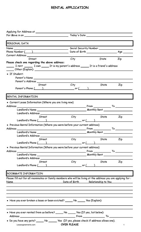 Free Kansas Rental Application Form Pdf