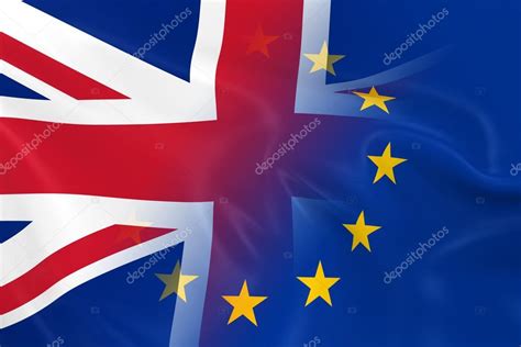 British And European Relations Concept Image Flags Of The Uk And The