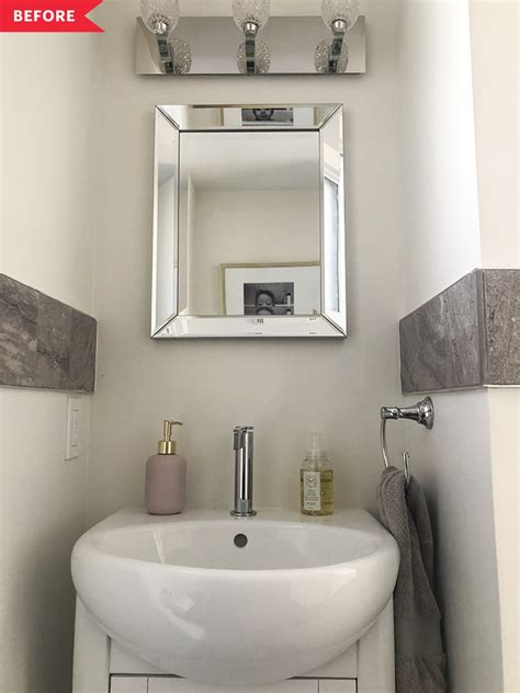Before And After This Dated Powder Room Makeover Is Fantastic And Full