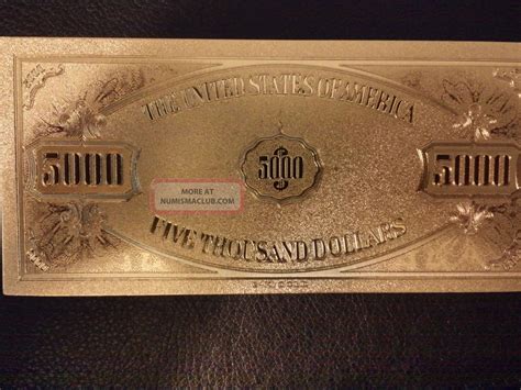 1928 Series 24kt Gold 5000 Federal Reserve Note Wgold Certificate Engravin