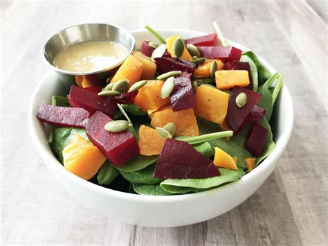 Roasted Beet And Butternut Squash Salad With Beet Infused Vinaigrette