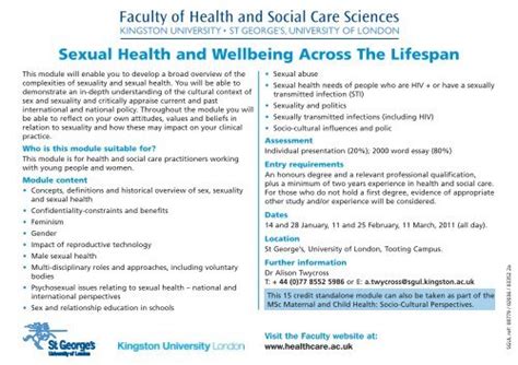Sexual Health And Wellbeing Across The Lifespan Faculty Of