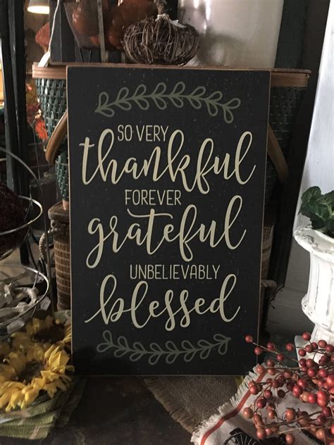 Thankful Grateful Blessed Sign So Very Thankful 11 X 18 Hand Painted