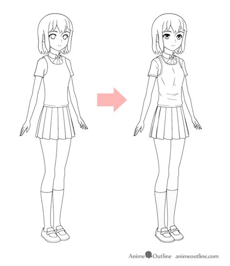 How To Draw An Anime School Girl In 6 Steps Animeoutline