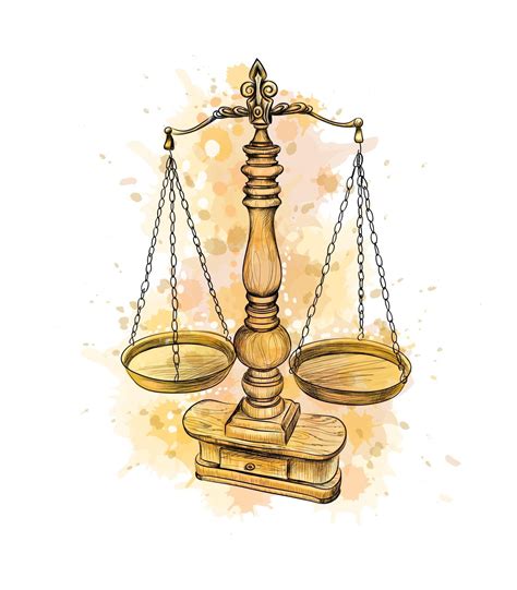 Vintage Old Scale Law Scales From A Splash Of Watercolor Hand Drawn