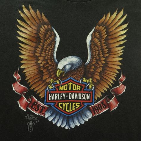 Vintage 80s Harley Davidson T Shirt Mens Xl 3d Emblem Eagle Black