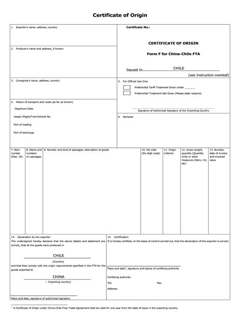 Certificate Of Origin Form F Fill And Sign Printable Template Online