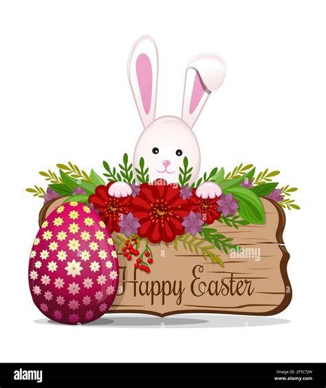 Cute Easter Bunny Wishes Happy Easter Stock Vector Image And Art Alamy