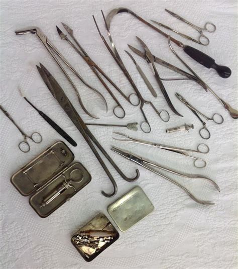 Sold Price Lot Of 19 Various Antique Medical Surgical Instruments