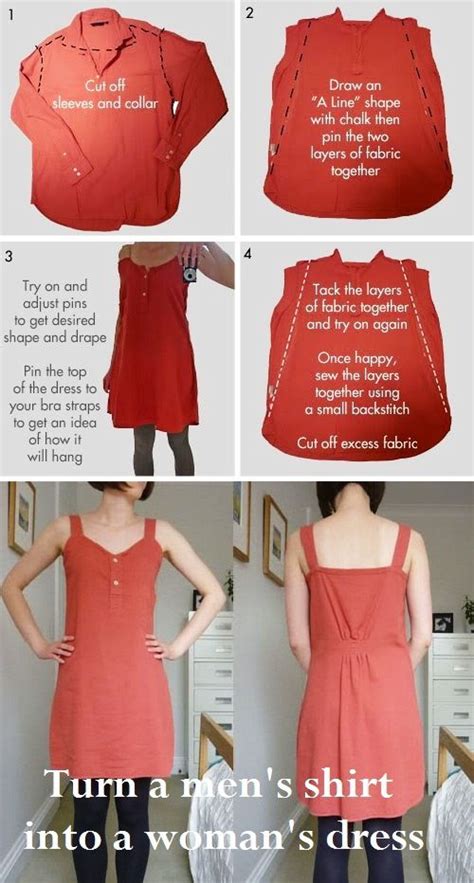 Turn A Mens Shirt Into A Womans Dress In 2021 Dress Shirts For