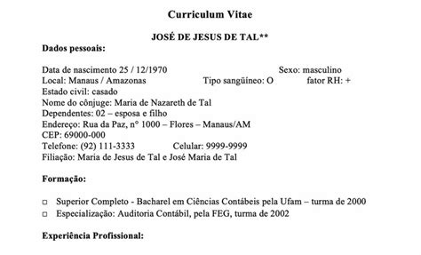 Curriculo Menor Aprendiz Modelo