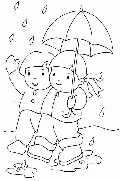Coloring Pages Rainy Rain Wet Weather Outside