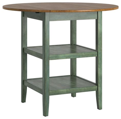 Finn 2 Side Drop Leaf Round Counter Height Table Farmhouse Indoor