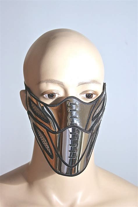 Futuristic Face Mask Masquerade Mouth Mask Chrome Facemask Etsy
