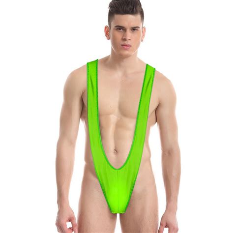 Borat Mankini Costume Green Swimsuit Mens Swimwear Thong Sexy Stag Dress Up New Ebay