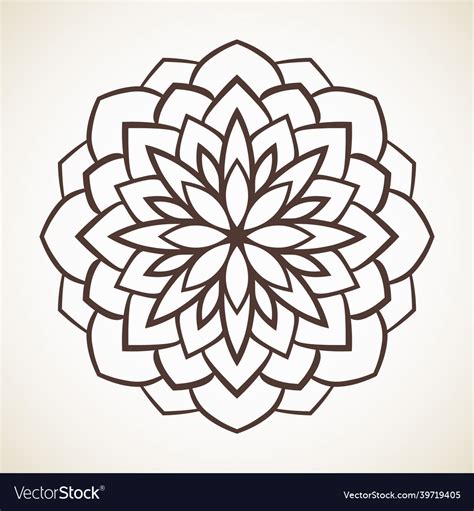 Round Flower Pattern Circular Ornament Design Vector Image
