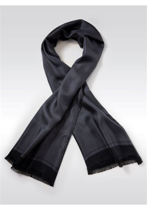Oversized Mens Silk Scarf In Charcoal Bows N