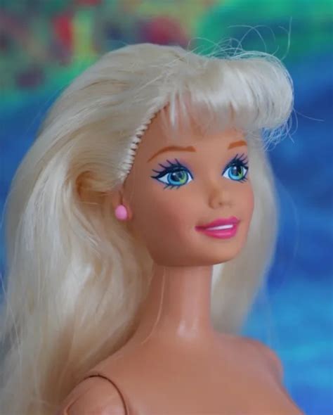 Barbie Superstar Long Wavy Brunette Hair Green Eyes Nude Muse Doll Ooak
