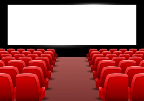 Auditorio De Cine Con Asientos Rojos Y Pantalla En Blanco Vector Premium