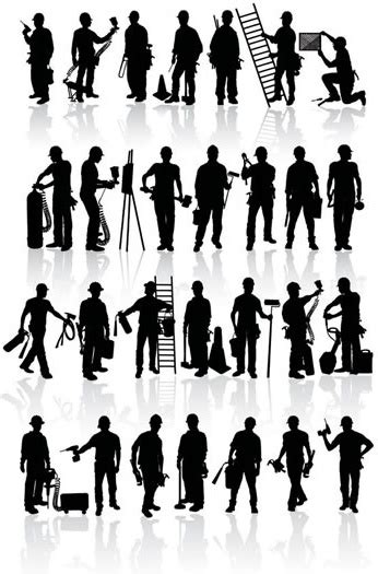 Workers Icons Black Silhouettes Design Vectors Graphic Art Designs In