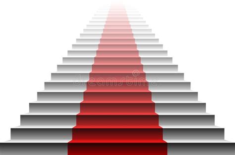 3d Image Of Red Carpet On White Stair Stairs Red Stock Vector