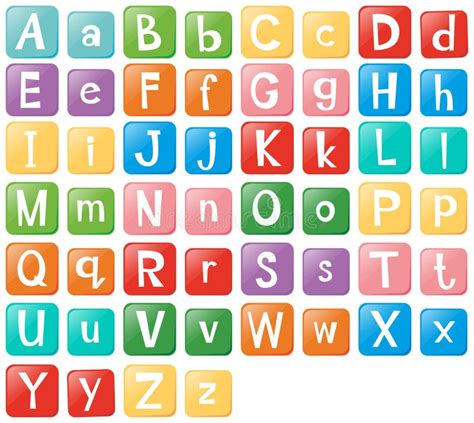 English Alphabets And Numbers In Many Colors Stock Vector