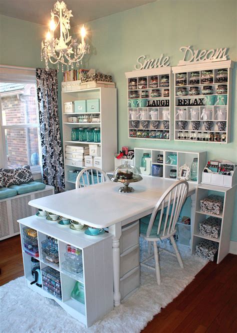 Building the desk with white cabinets. DIY Craft Room Ideas & Projects • The Budget Decorator