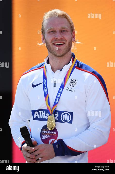 Great Britains Jonnie Peacock With His Gold Medal After The Mens 100m