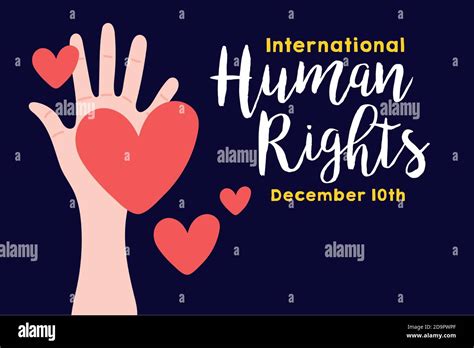 Human Rights Campaign Lettering With Hand And Hearts Vector