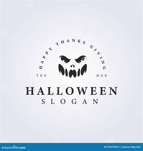 Creepy Halloween Face Vector Logo Icon Symbol Illustration Design Stock