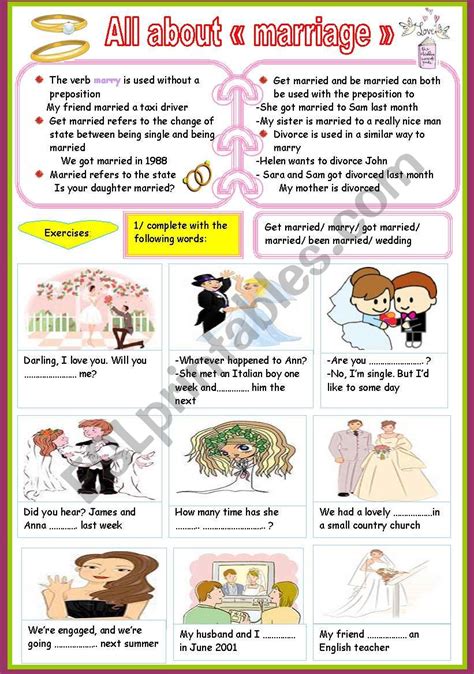 All About Marriage Esl Worksheet By Ben 10