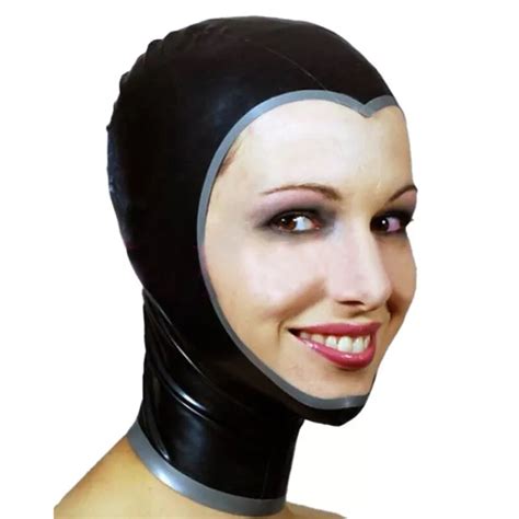 Latex Hood Back Zip Rubber Mask W Hair Hole For Club Wear Cosplay Fetish Bdsm 3758 Picclick