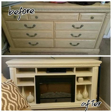 My Grandmas Old Dresser That Was Remodel Into A Tvfireplace Console