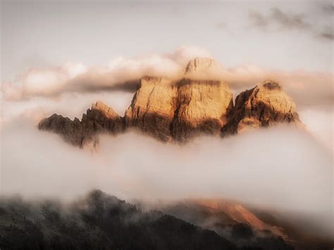 Wallpaper Mountains Fog Clouds Monte Pelmo Dolomites Italy Hd