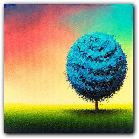 Original Blue Tree Painting Modern Abstract Tree Etsy Tree Painting