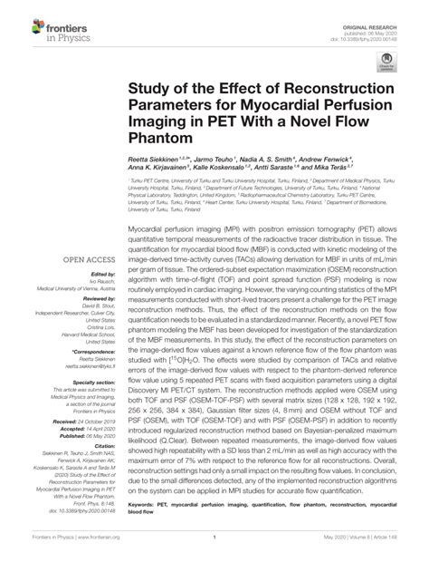 Pdf Study Of The Effect Of Reconstruction Parameters For Myocardial
