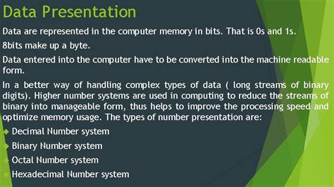 Computer Memory Data Presentation Data Are Represented In