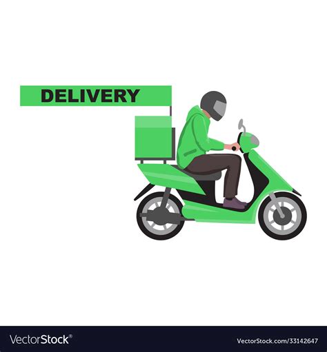 Delivery Sign With A Green Delivery Scooter Vector Image