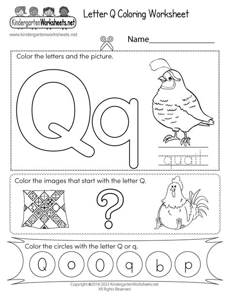 Free Printable Letter Q Coloring Worksheet