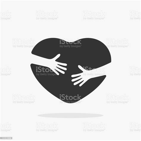 Hand Embracing Red Heartwith Love Vector Illustrator Embracing Love