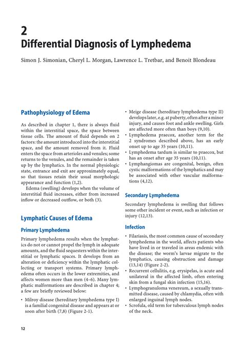 Pdf Differential Diagnosis Of Lymphedema