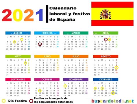 Calendario De España 2021 Con Sus Días Festivos Buscar De Todo