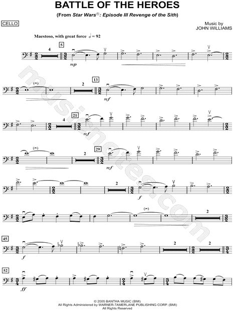 Main theme ll easy version piano sheet music for beginners. "Battle of the Heroes - Cello" from 'Star Wars Episode III: Revenge of the Sith' Sheet Music ...