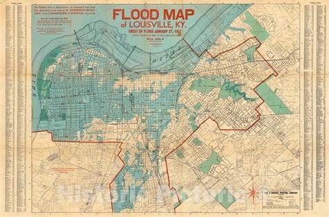 Historic Map Louisville Flood Map Showing Flooded Area Of Louisville