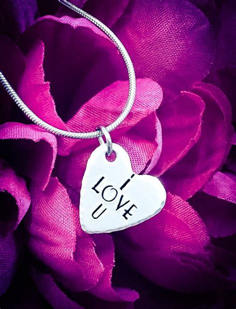 i love you hand stamped necklace heart necklace i love you etsy uk hand stamped necklace