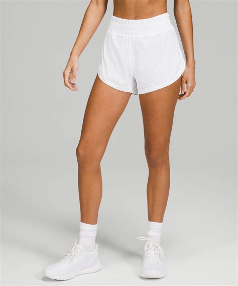Lululemon Track That High Rise Lined Shorts 3 In White Modesens