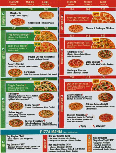 Handgemaakte verse pizza's unieke kortingen zelf pizza samenstellen bezorgen en afhalen. Menu of Dominos Pizza | Dominos Pizza Menu, Metro Junction ...